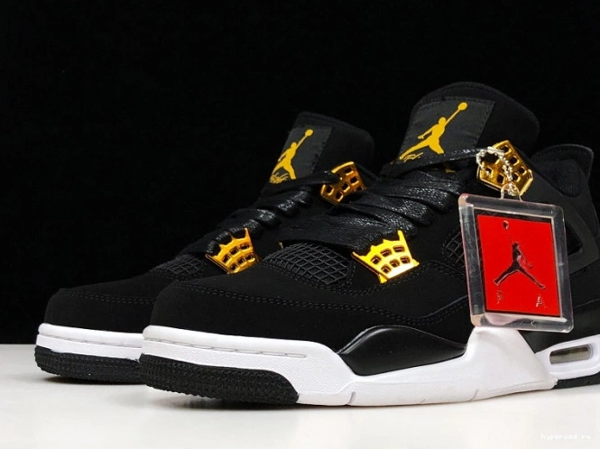 Royalty Jordan Metallic 308497-032 Gold-White Air 4 Black 0731